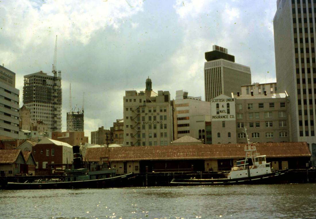 Brisbane city centre from the Brisbane River, 1969
