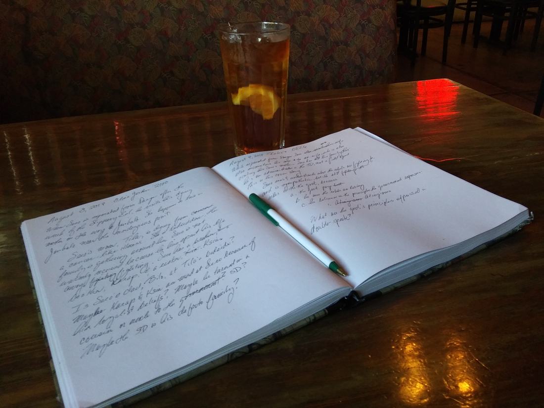 A notebook with a pen