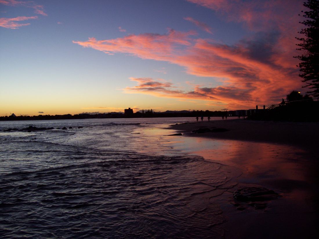 Sunset at Golden Beach on the Sunshine Coast, Queensland